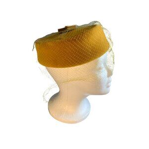 Ladies Gold Velvet Hat with Netting Vintage